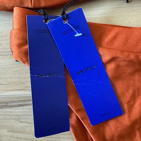 NELBLU Womens Inocencia Summatra Orange Shimmer 2 Piece L/S Swimsuit Size Medium - Picture 6 of 7